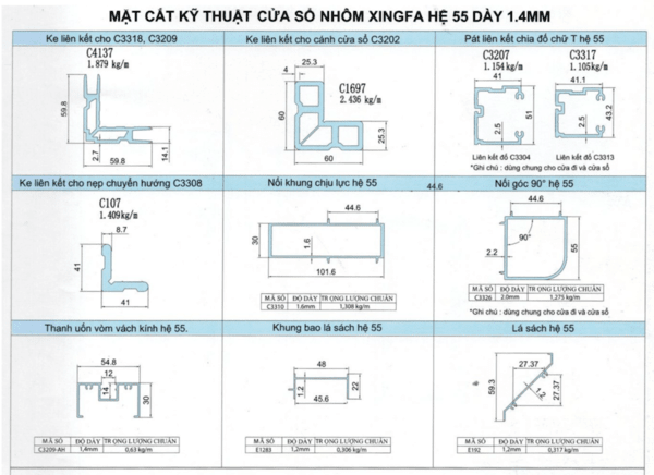 Cửa nhôm Xingfa hệ 55