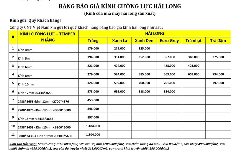 Đại lý kính Hải Long